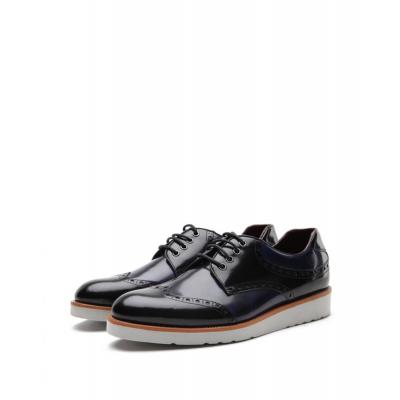 Blue black leather business shoes