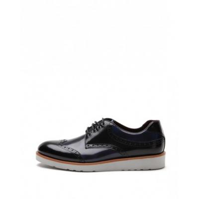 Blue black leather business shoes