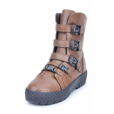 Broadband platform casual Microfiber Brown ankle boots