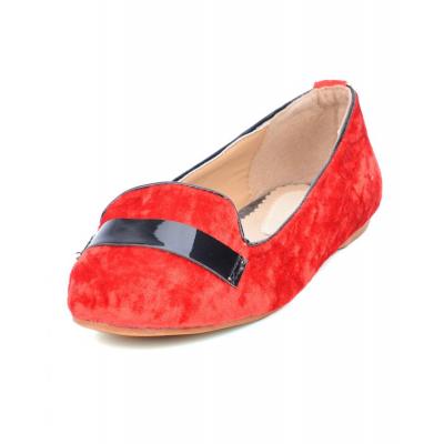 Simple fashion velvet red pump...